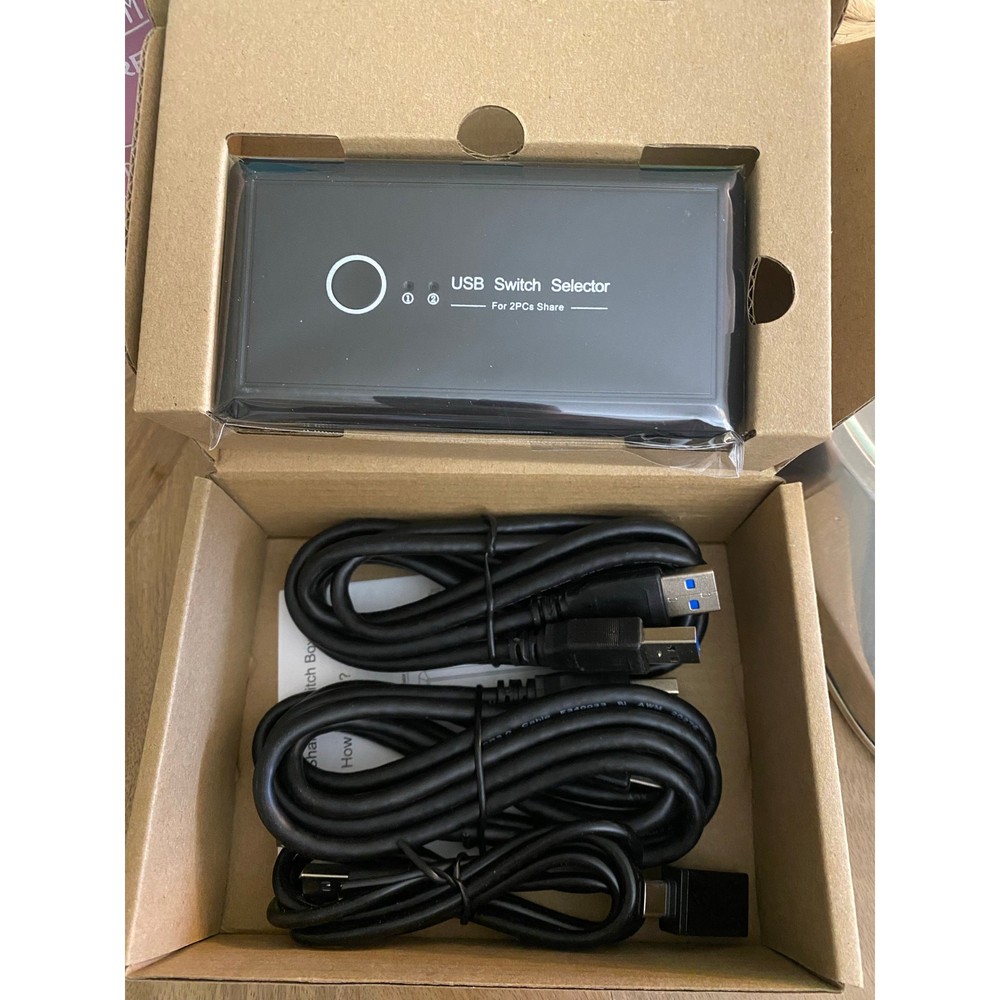 New! USB Selector Hub Port Bi-Directional Printer Sharer Box