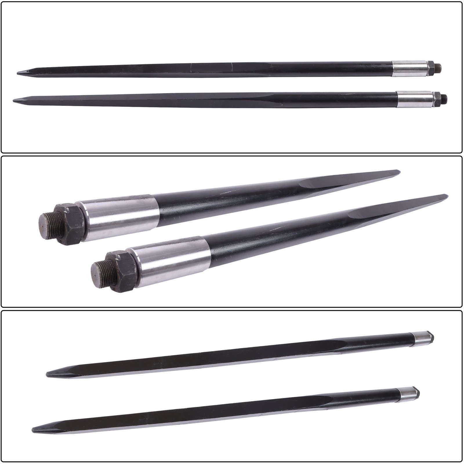 49" Square Hay Spike Bale Spear 2 Pcs 4500lb Capacity Each For Skidsteer Tractor