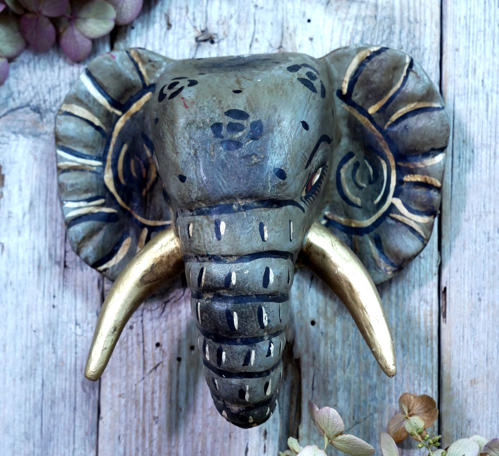 Elephant Mask Wood Handmade Nahua Guerrero Mexican Folk Art