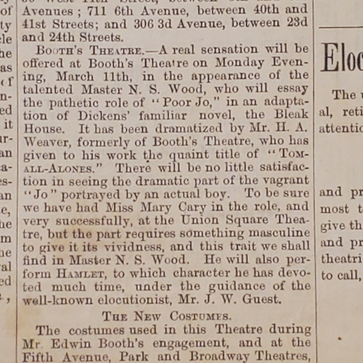 5159----1878 Booth's Theatre program NYC - Uncle Tom's Cabin