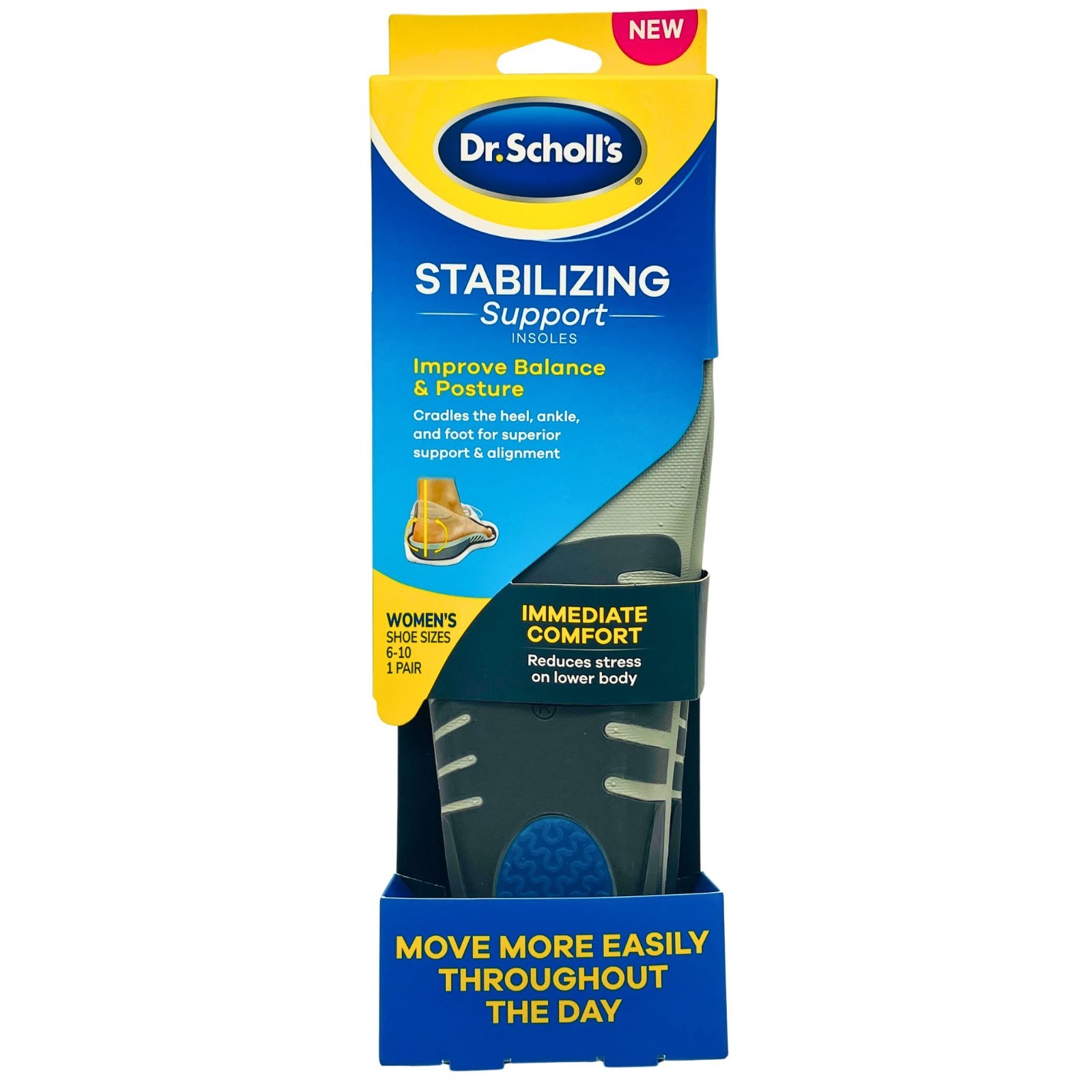 Dr. Scholl’s Stabilizing Support Insoles Women 6–10 – 1 Pair – New