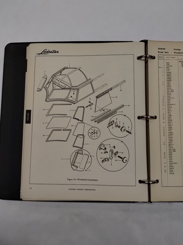 Lockheed Lodestar Model 18 Maintenance Parts Catalog-Original