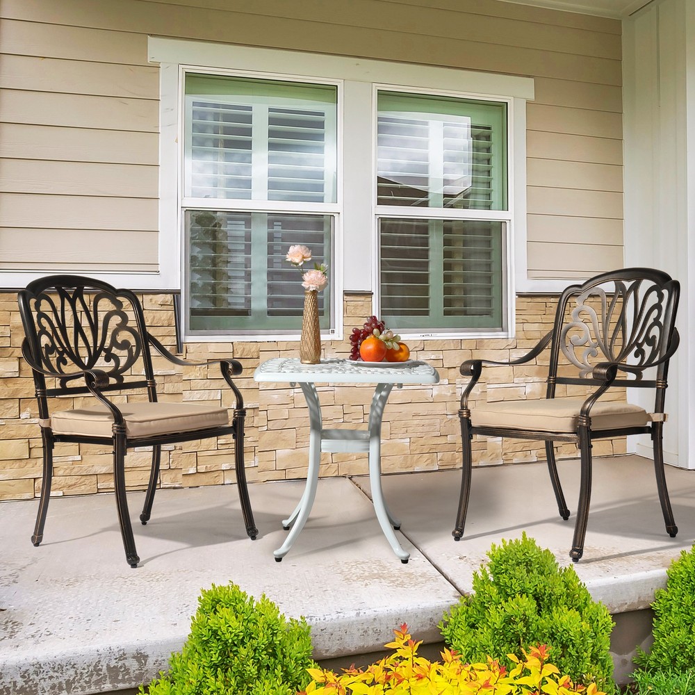 Outdoorr Cast Aluminum Square Table, End Table Side Table for Paio Backyard Pool