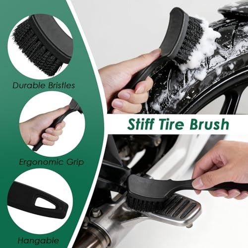 9 Pack Motorcycle Cleaning Kit, Motorcycle Detailing Kit with
