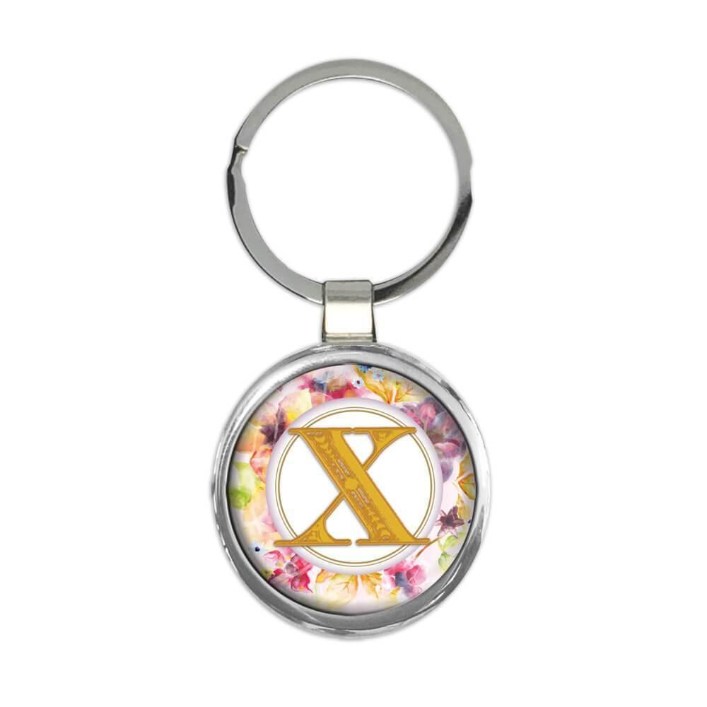 Monogram Letter X : Gift Round Keychain Name Initial Alphabet ABC