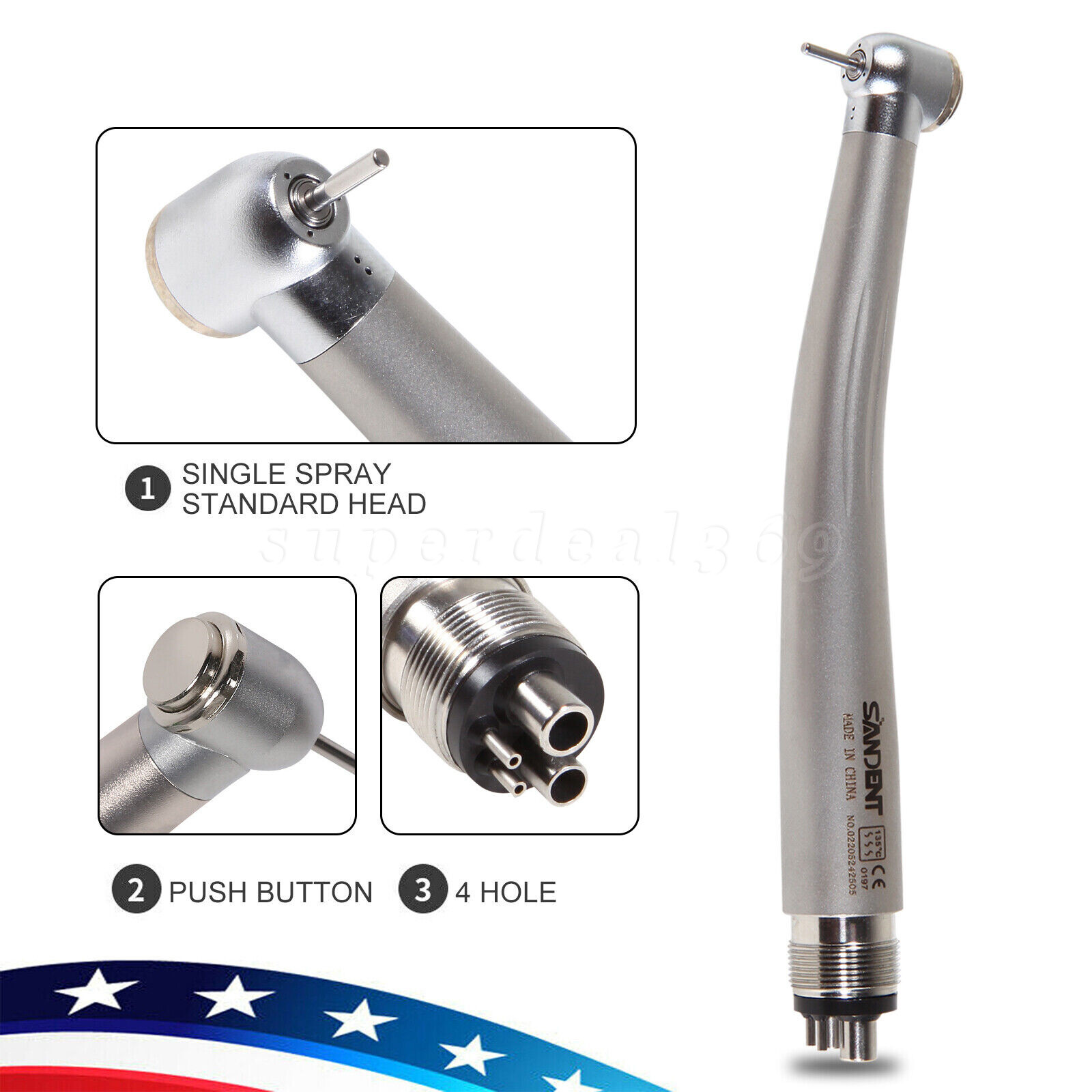 10* Dental High Speed Handpiece with LED/without LED Type Air Turbine 4 Holes