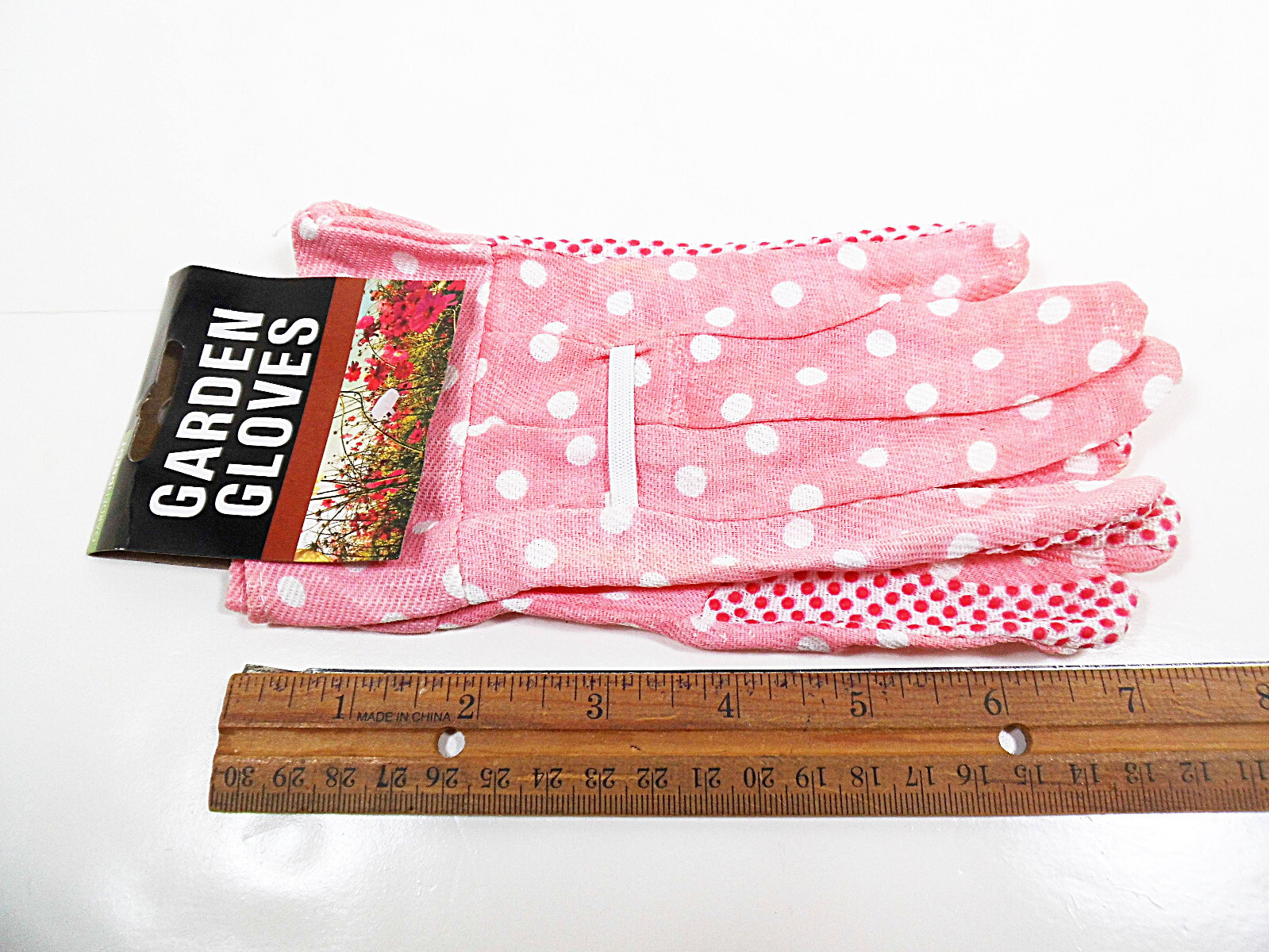 Garden Gloves w Grip Dots L SM XS Gardening Gauntlet Glove Cotton 1 Pr. Cleanup