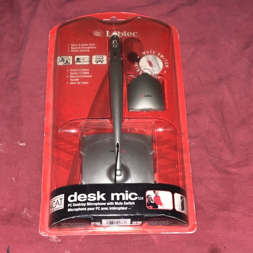 Labtec Desk Mic 534 Wired Microphone Gray, Mute Button, Adjustable Stand