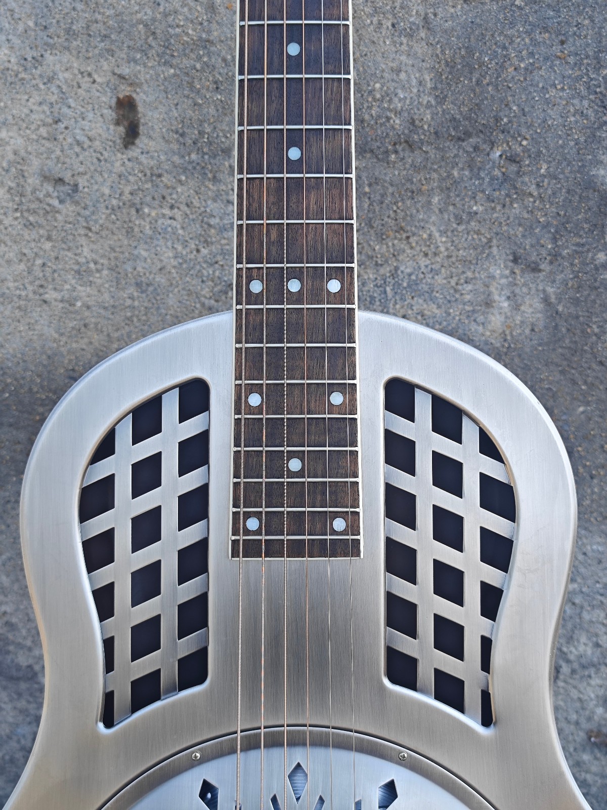 Aiersi Vintage Brass Body Duolian Single Cone Resonator Guitar with Hard Case