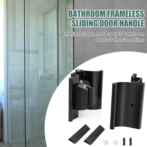 RV Shower Door Handle Assembly with Set Screw - Black