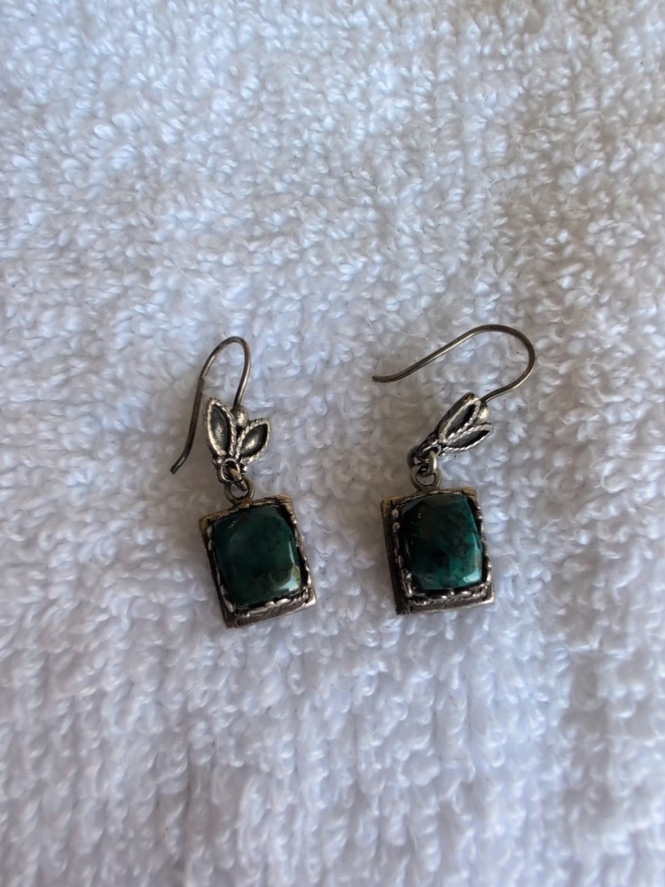 Silver Chrysocolla Tanzanite Dangle Earrings