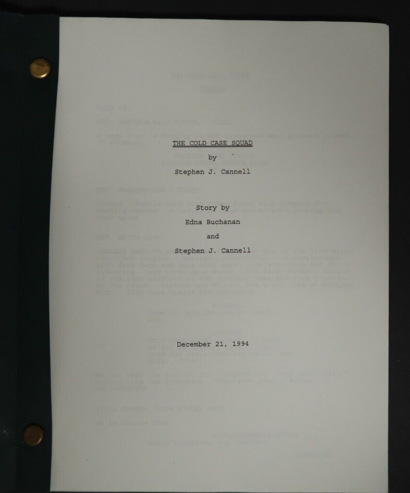The Cold Case Squad Original TV Script Stephen J. Cannell Studios Collection