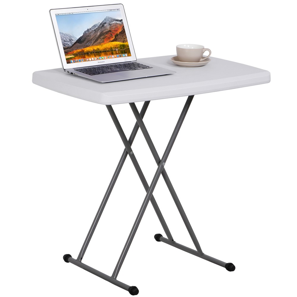 30" Folding Table Rectangular Adjustable Height TV Tray Laptop for Home Office