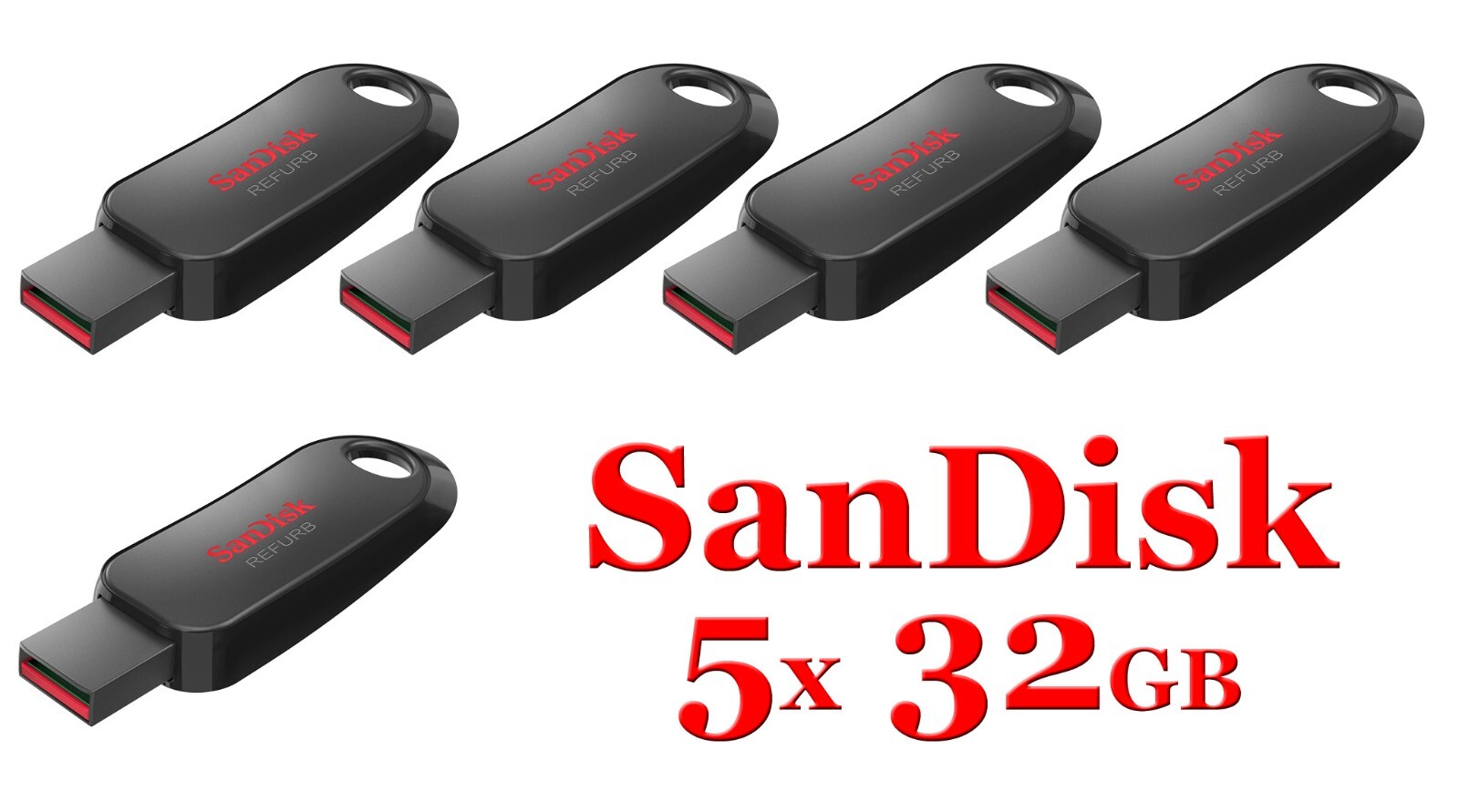 LOT 5x SanDisk Cruzer Snap USB 2.0 Flash Drive 32GB SDCZ62-032G