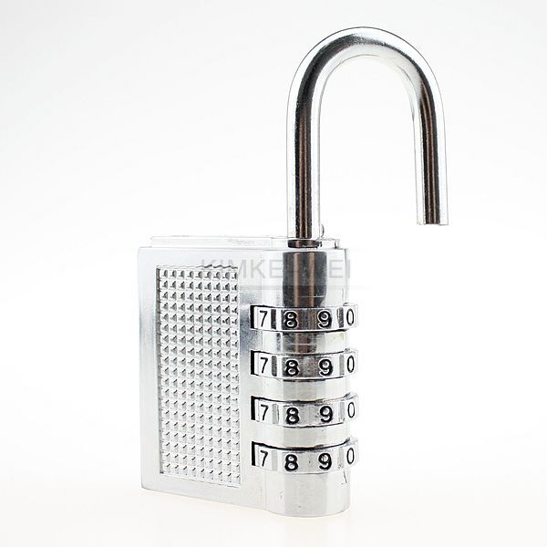 4 Dial Combination Padlock Suitcase Luggage Bag Security Code Lock Zinc Alloy