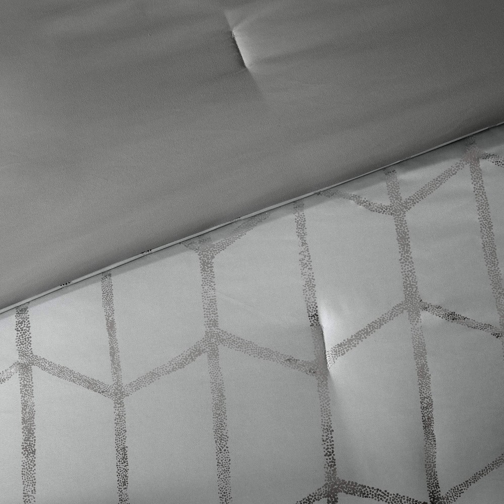 Intelligent Design Raina Comforter Microfiber Metallic Print Geometric
