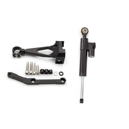 Motorcycle CNC Aluminum Steering Damper Stabilizer Mounting Bracket Kit black