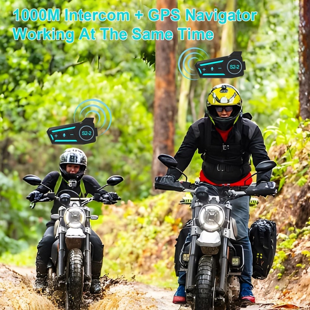 Motorcycle Intercom Headset USB C Interface Communication System AI Voice Assist