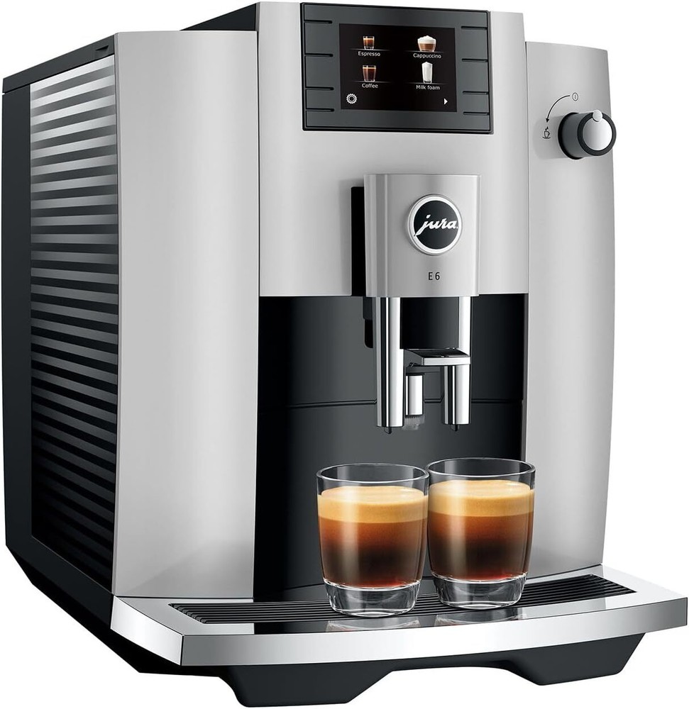 Jura E6 Platinum Espresso Machine with Programmable Coffee Strength, Silver