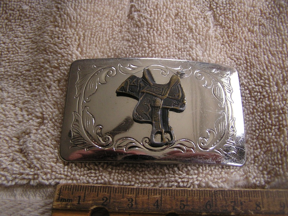 Vintage  Belt Buckle Horse Saddle