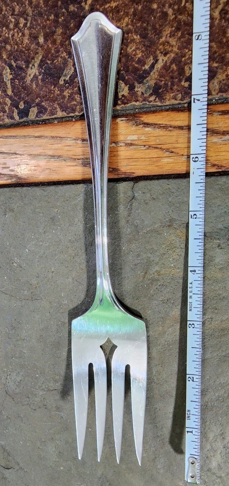 ✅ONEIDA PAR PLATE ANTIQUE c1917 VERNON/ ASHLEY SILVERPLATE MEAT 🥩 SERVING FORK