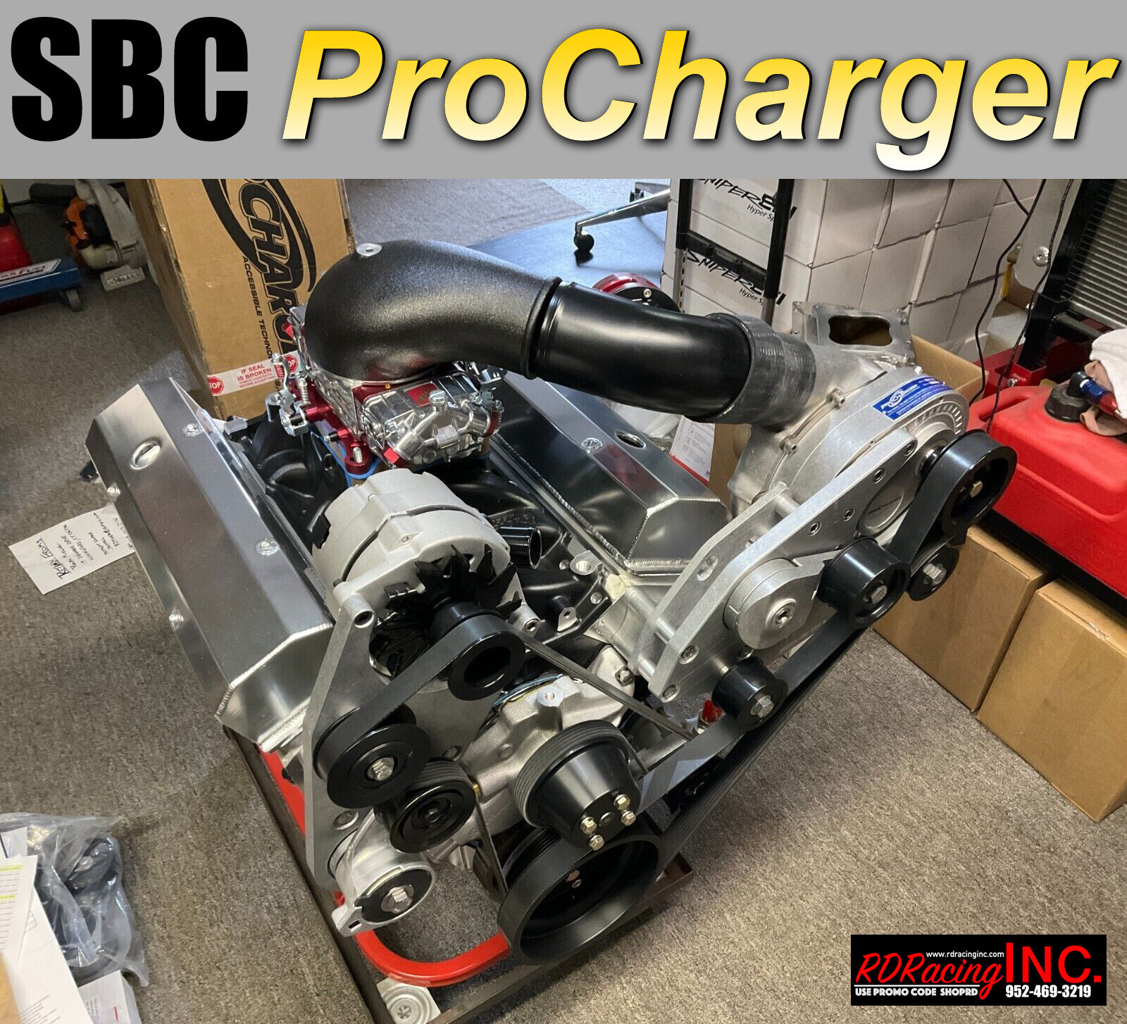 PROCHARGER P1SC SMALL BLOCK CHEVY ALT,  PS,  WP,  10-15 BOOST COMBO   FREE UPS