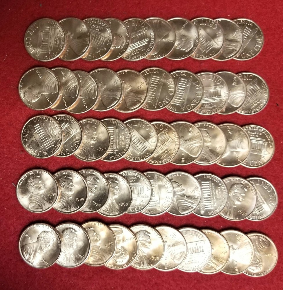 1990-P Lincoln Memorial Cent Roll  *GEM BRILLIANT UNCIRCULATED CONDITION*