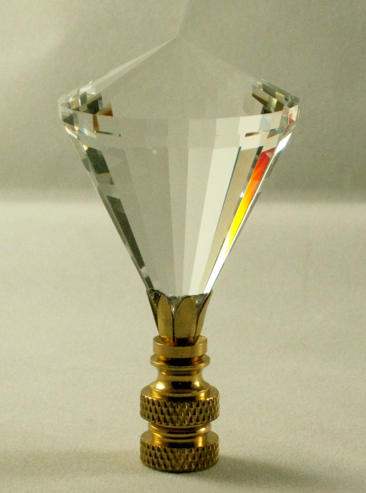 LAMP FINIAL-STUNNING LEADED CRYSTAL LAMP FINIAL-CLEAR DIAMOND