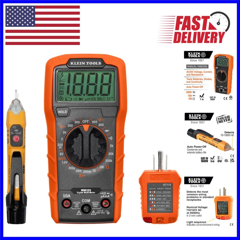 Comprehensive Voltage Detection Kit: Multimeter & Outlet Tester by Klein Tools