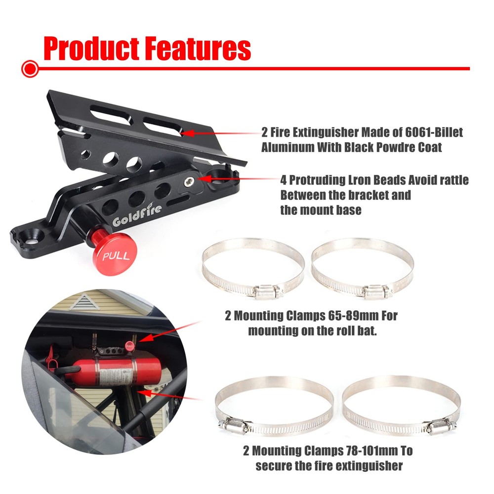 Universal Vehicle Adjustable Quick Release Roll Bar Fire Extinguisher Mount H...