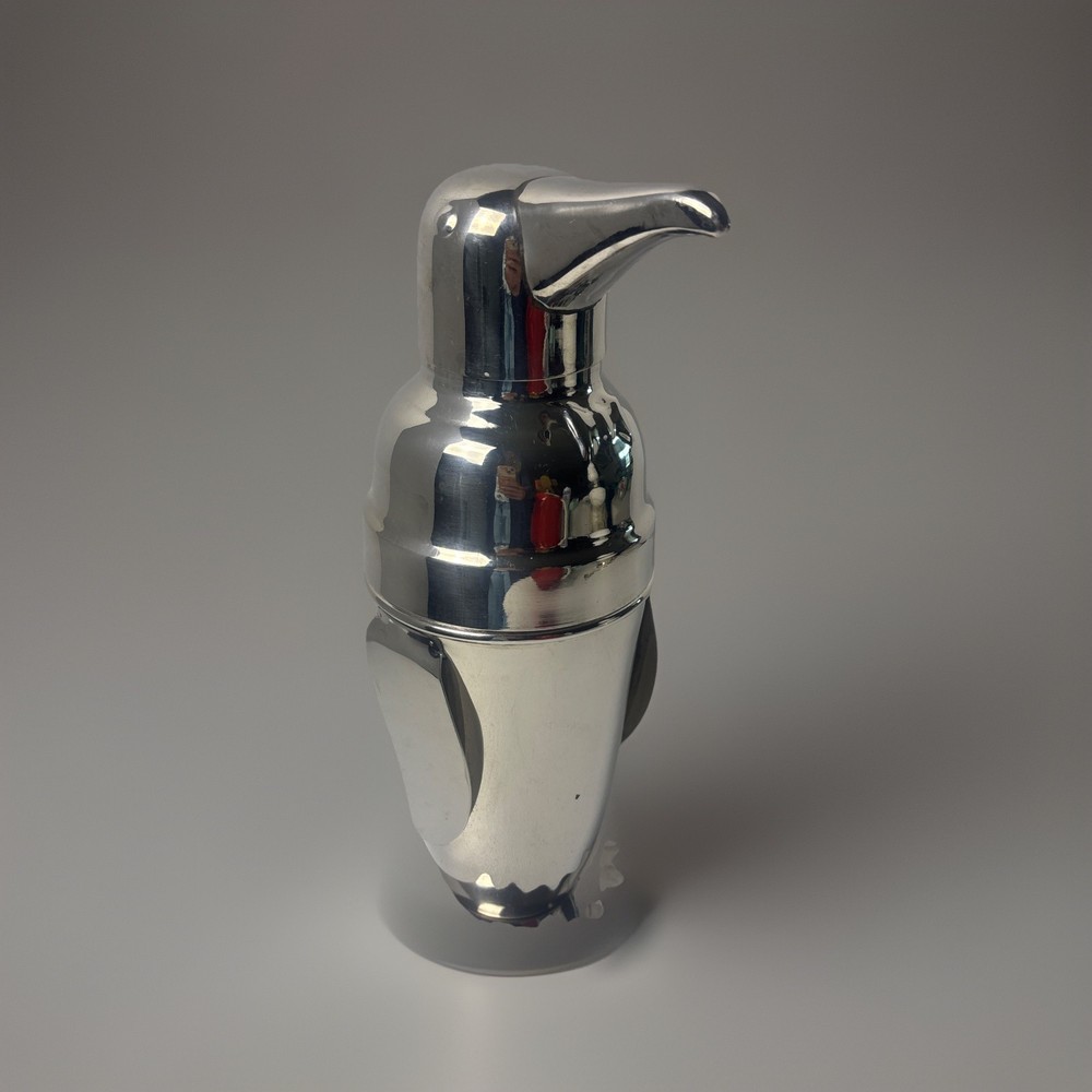 Pottery Barn Penguin Cocktail Martini Shaker Drink Mixer Art DecoBarware *read