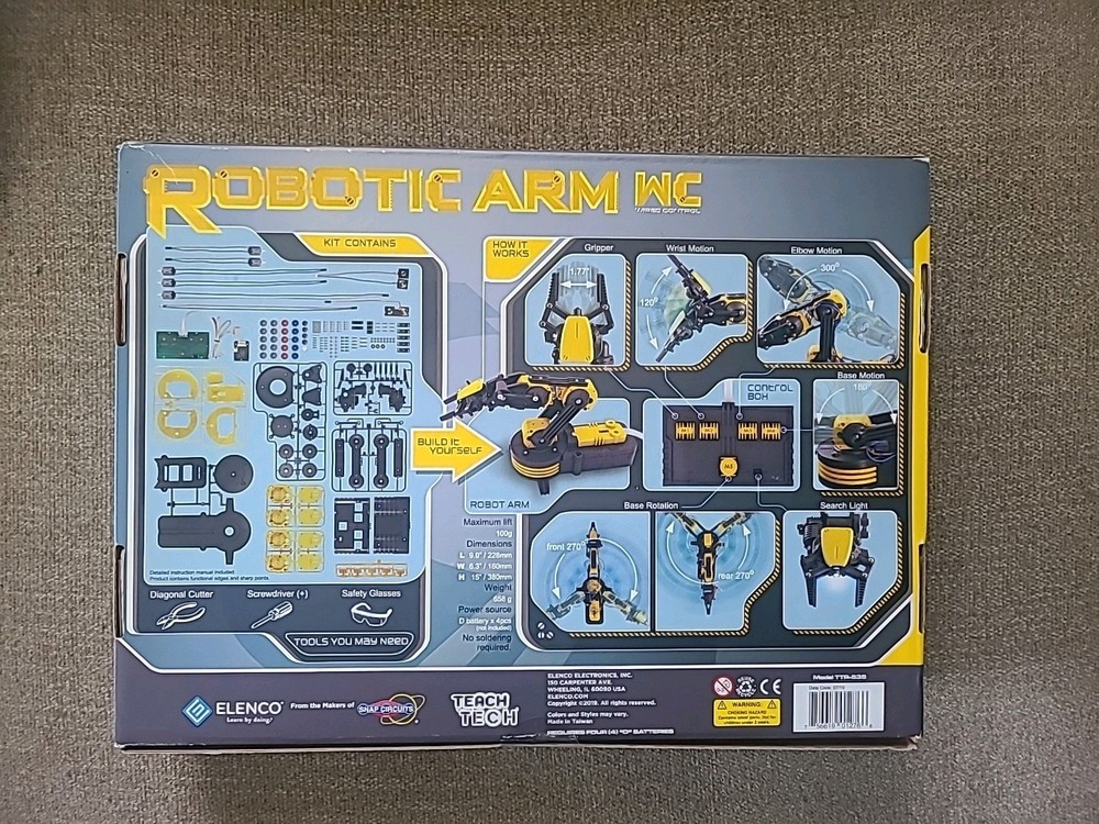 Teach Tech Robotic Arm WC Wired Control for Stem Building Elenco Kit