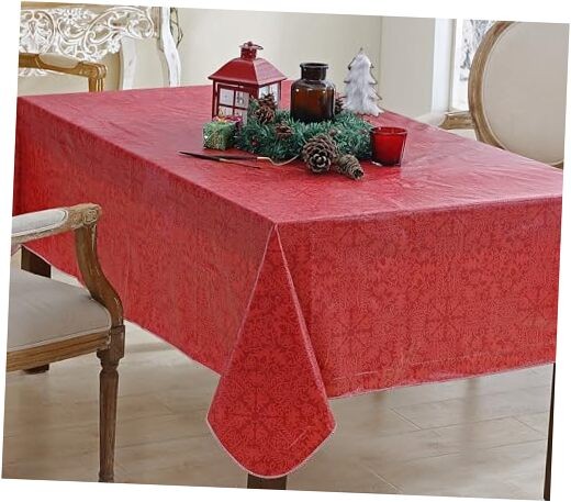 Red Reindeer Damask Christmas 60 x 102 Inch Rectangle 102" x 60" (Rectangular)