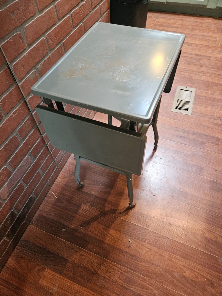 Mid Century Industrial Style Typewriter Table with Drop Leafs