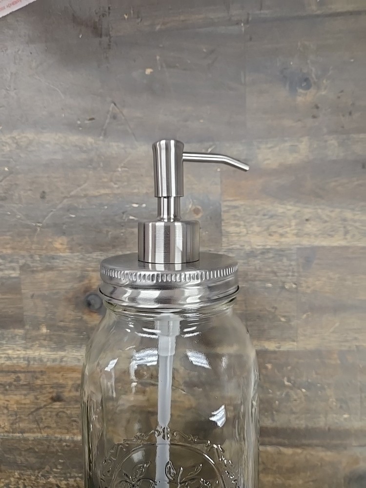 32 OZ MASON JAR SOAP LOTION DISPENSER SILVER PUMP