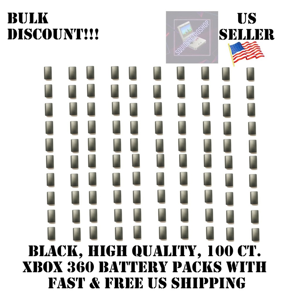 100 Black Battery Replacement for Xbox 360 Controller Case, Shell, Pack Cover US