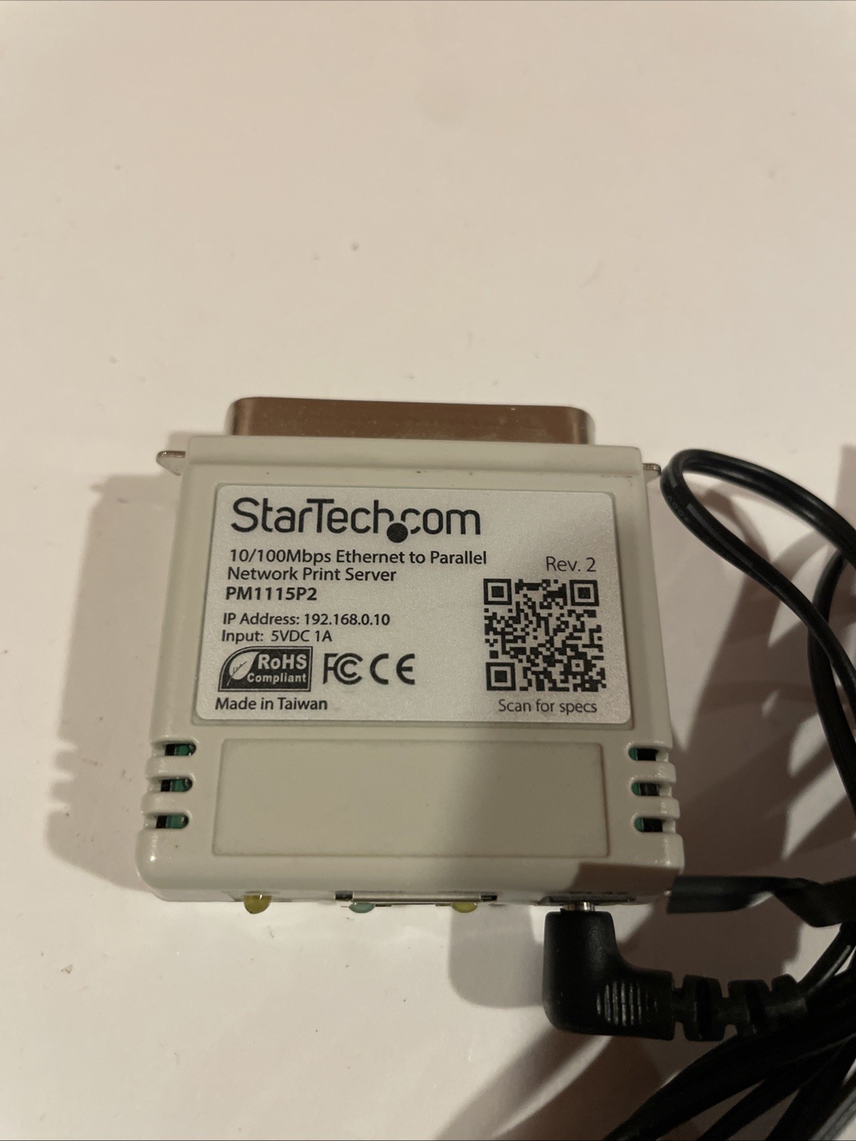 StarTech Ethernet to Parallel Network Print Server Adapter PM1115P2