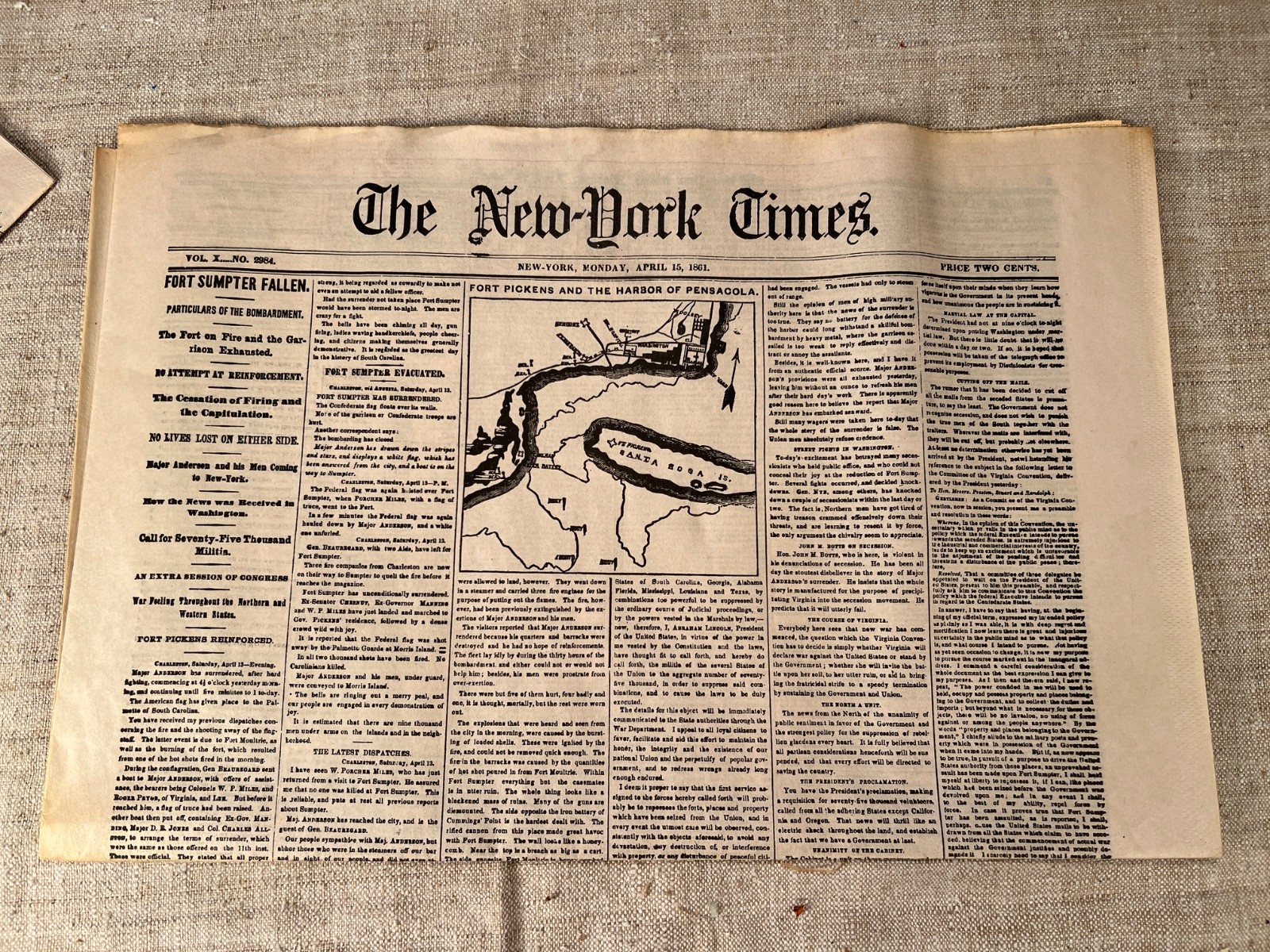 Lot of 5 NEW YORK TIMES 1861-1865 Major events in Civil War, Reprod. of original