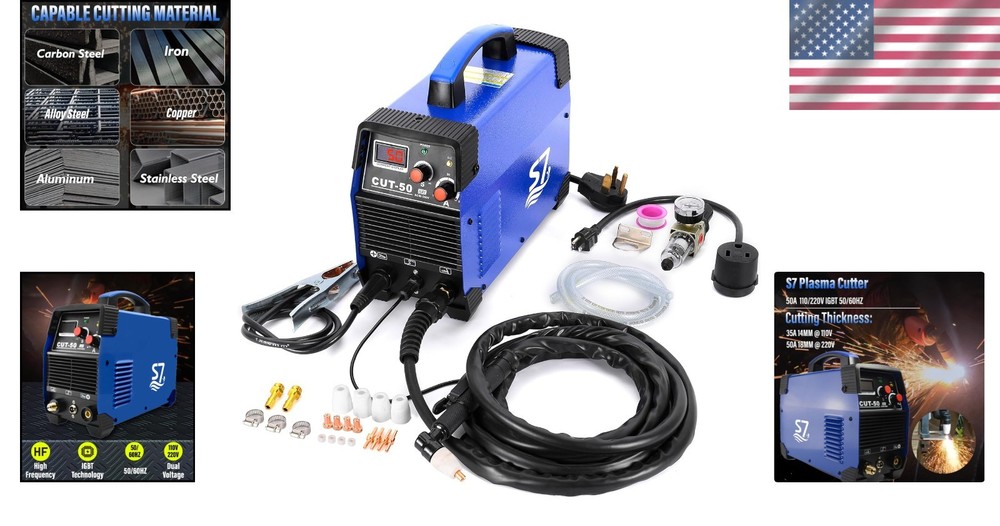 Upgraded 55A Plasma Cutter with Air Compressor Compatibility-