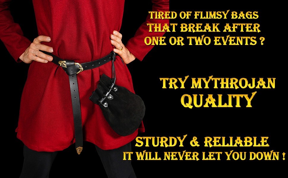Medieval Drawstring Belt Pouch Renaissance Jewelry Bag Costume Accessory Black