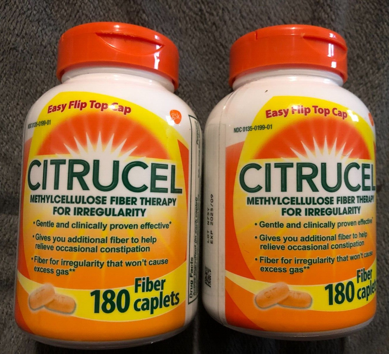 New Lot Of 2 Citrucel Fiber Therapy For Irregularity 180x2 360 Caplets 03/2027