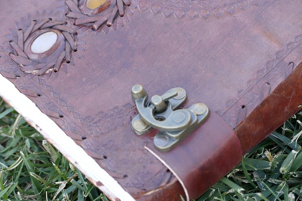 13" Large Genuine Leather Seven Diffrent Stone Journal Classic Blank Diary