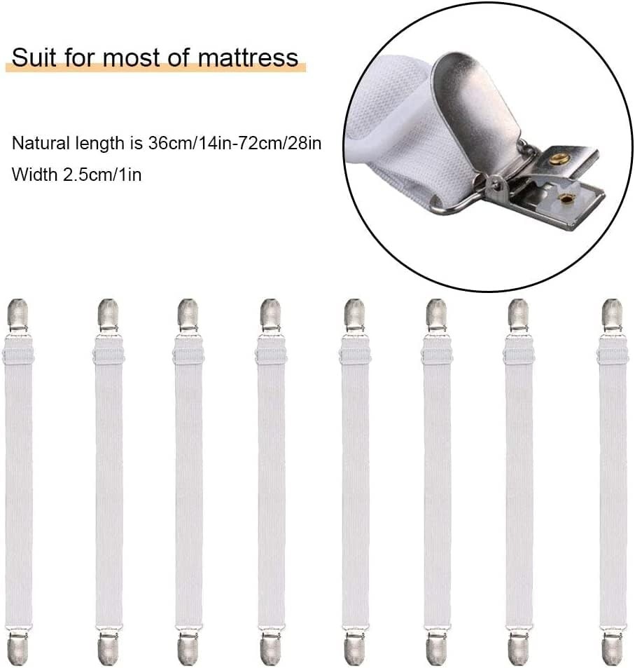 8 Adjustable Bed Sheet Straps Clips – Secure & Durable Fasteners for All Bedding
