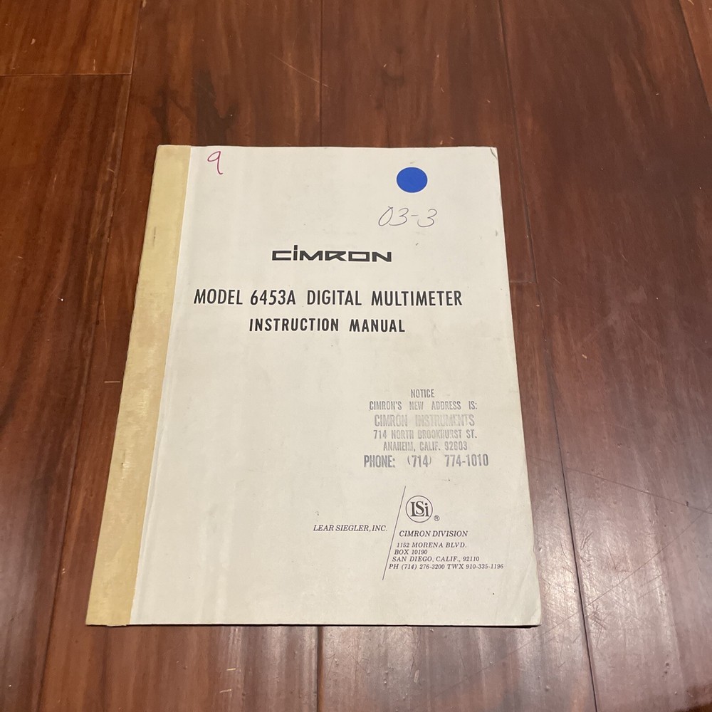 Cimron Division Model 6453A Digital Multimeter Instruction Manual