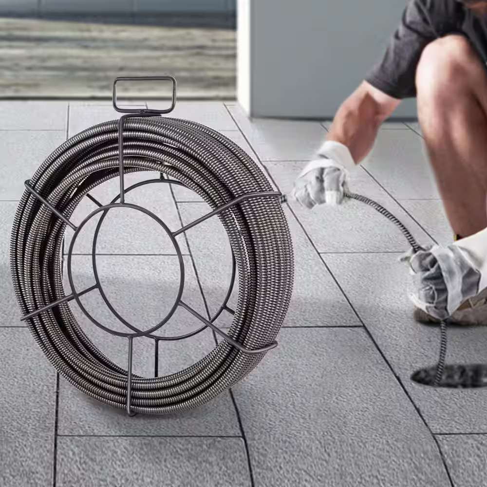 Drain Cleaning Cable 50 Ft. X 3/8 In. Solid Core Cable Sewer Cable Drain Auger C