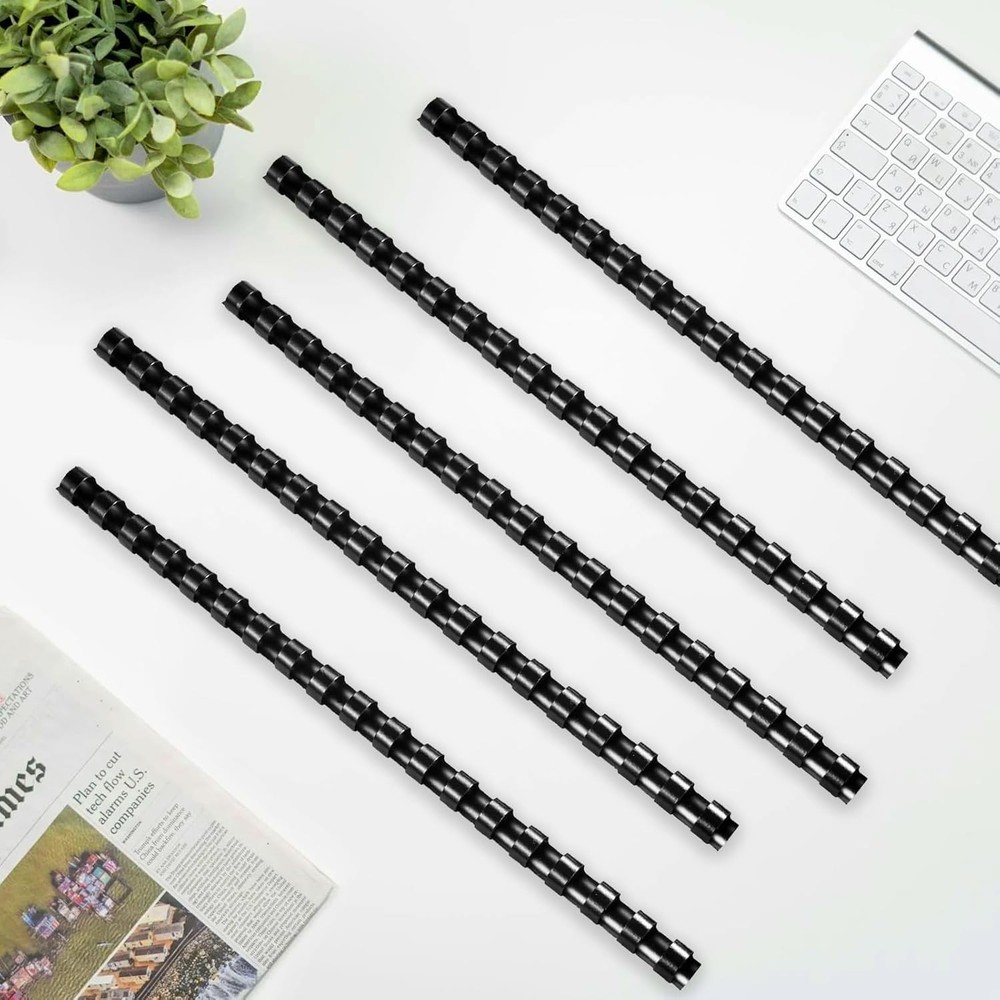 100 Pack Black Plastic Binding Comb 3/8 Inch, 60 Sheet Capacity for Documents