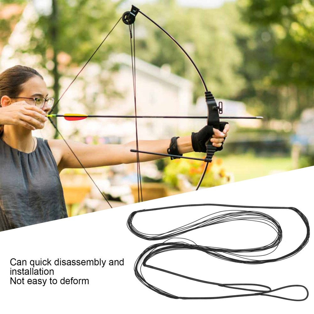 2 Pack 53" Recurve Bow String 12 Strands Archery Bowstrings Replacement Black US