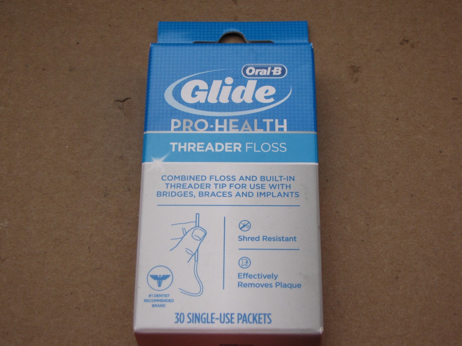 Oral-B GLIDE Pro-Health Dental THREADER FLOSS 30 Single Use Packets ~ ORIGINAL
