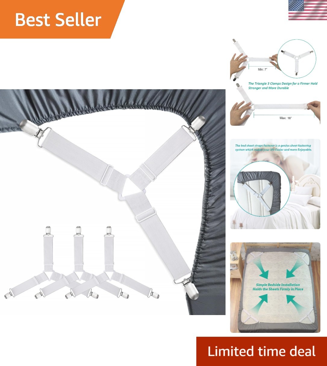 Bed Sheet Holder Straps Sheet Keepers Bedsheet Holders Fasteners 2 Sets