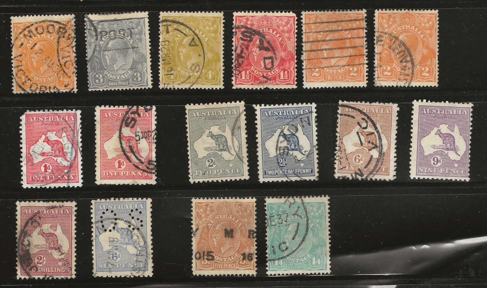 16 Early AUSTRALIA Stamps(1913-1930)